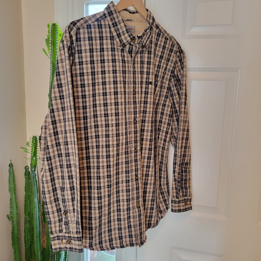 Vintage Carhartt Plaid Button Down Collared Longsleeve, Size Mens Large‎ - Picture 3 of 10